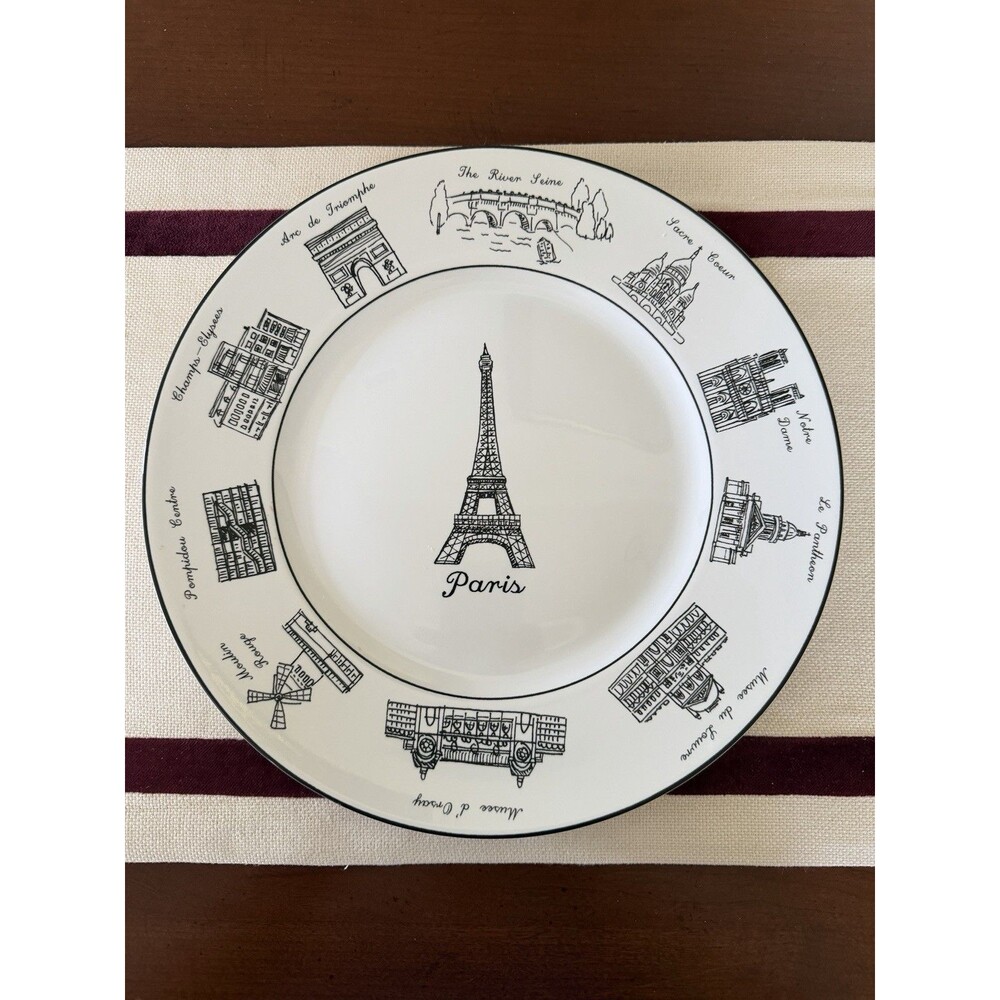 222 Fifth Around the City 10 7/8" Dinner Plate PARIS France DESIGN